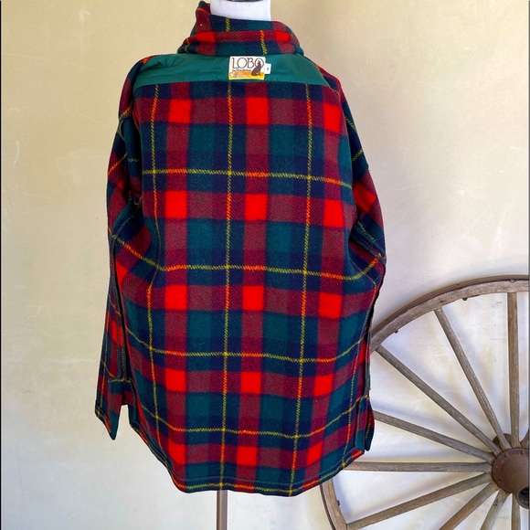 LOBO by PENDLETON Virgin Wool Red Tartan Plaid Suede Shooter Patch Men’s M USA!! - Picture 12 of 13